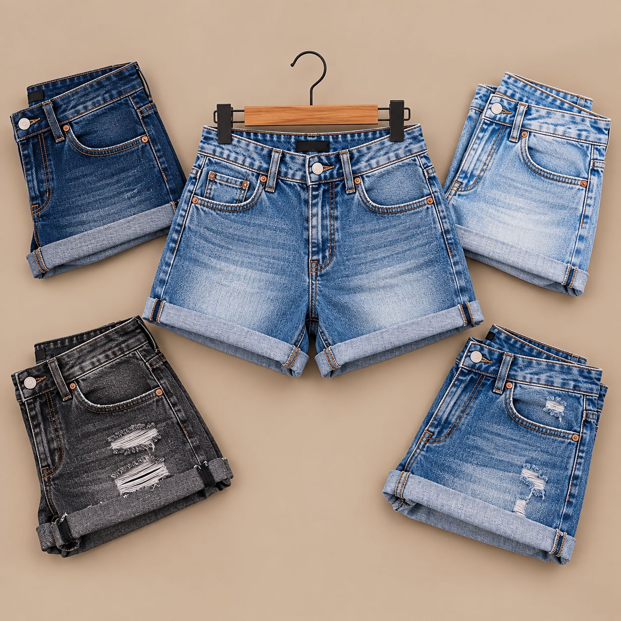 Blue denim shorts