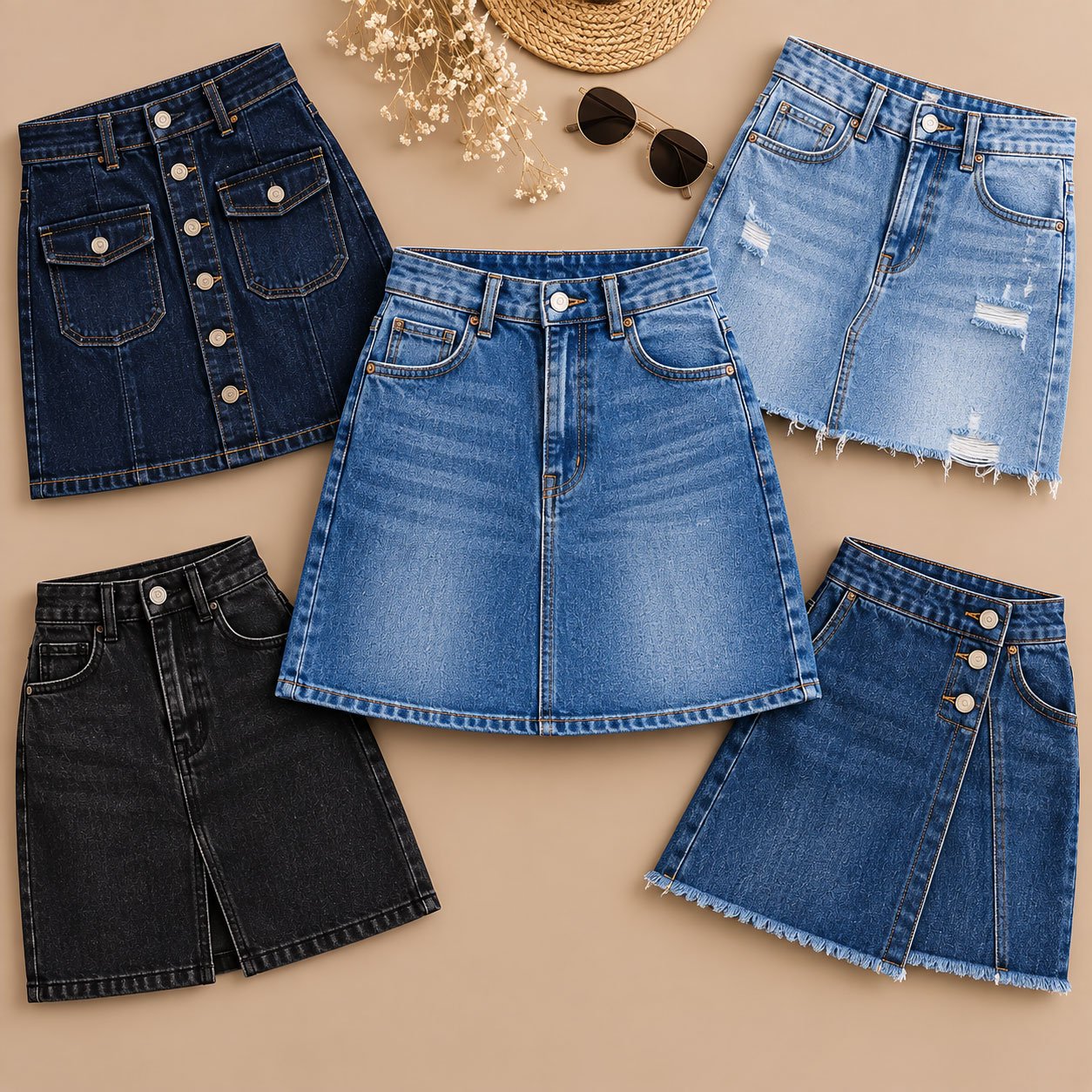 Blue denim skirt