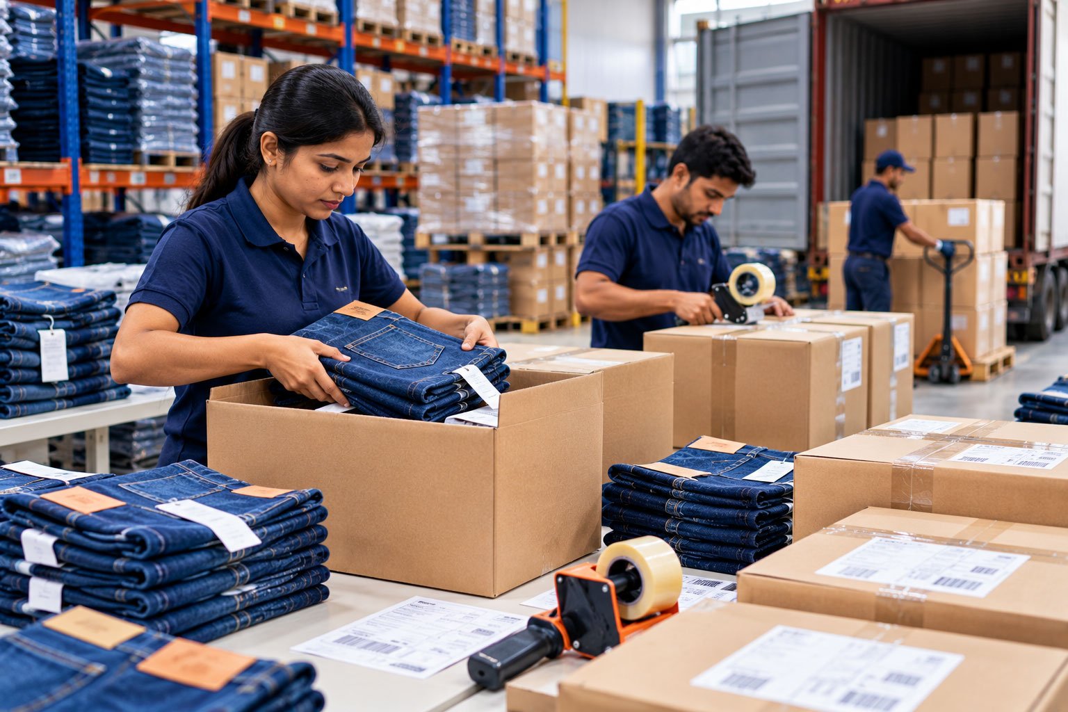 Packed cartons prepared for dispatch