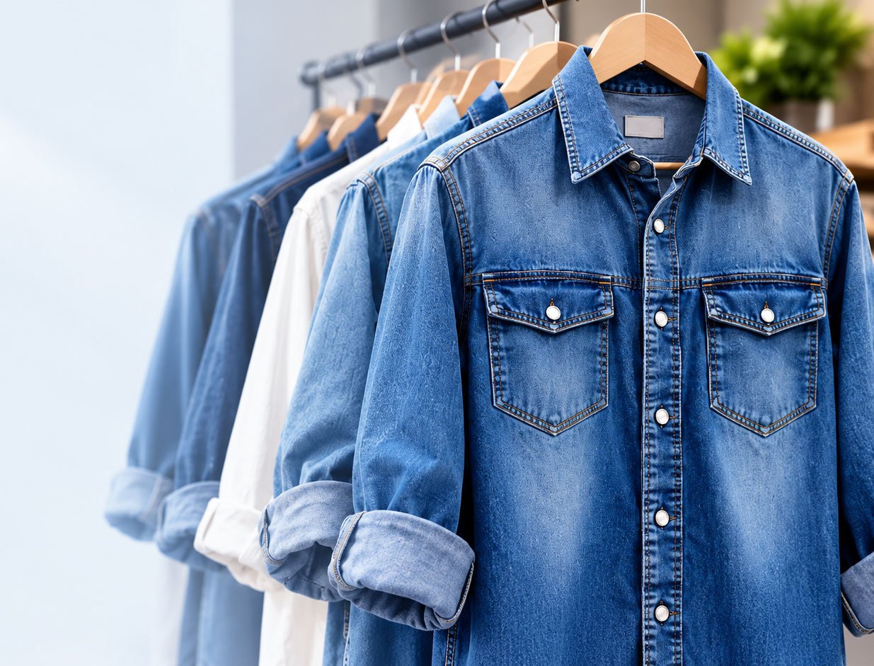 Denim shirts ready for a brand collection