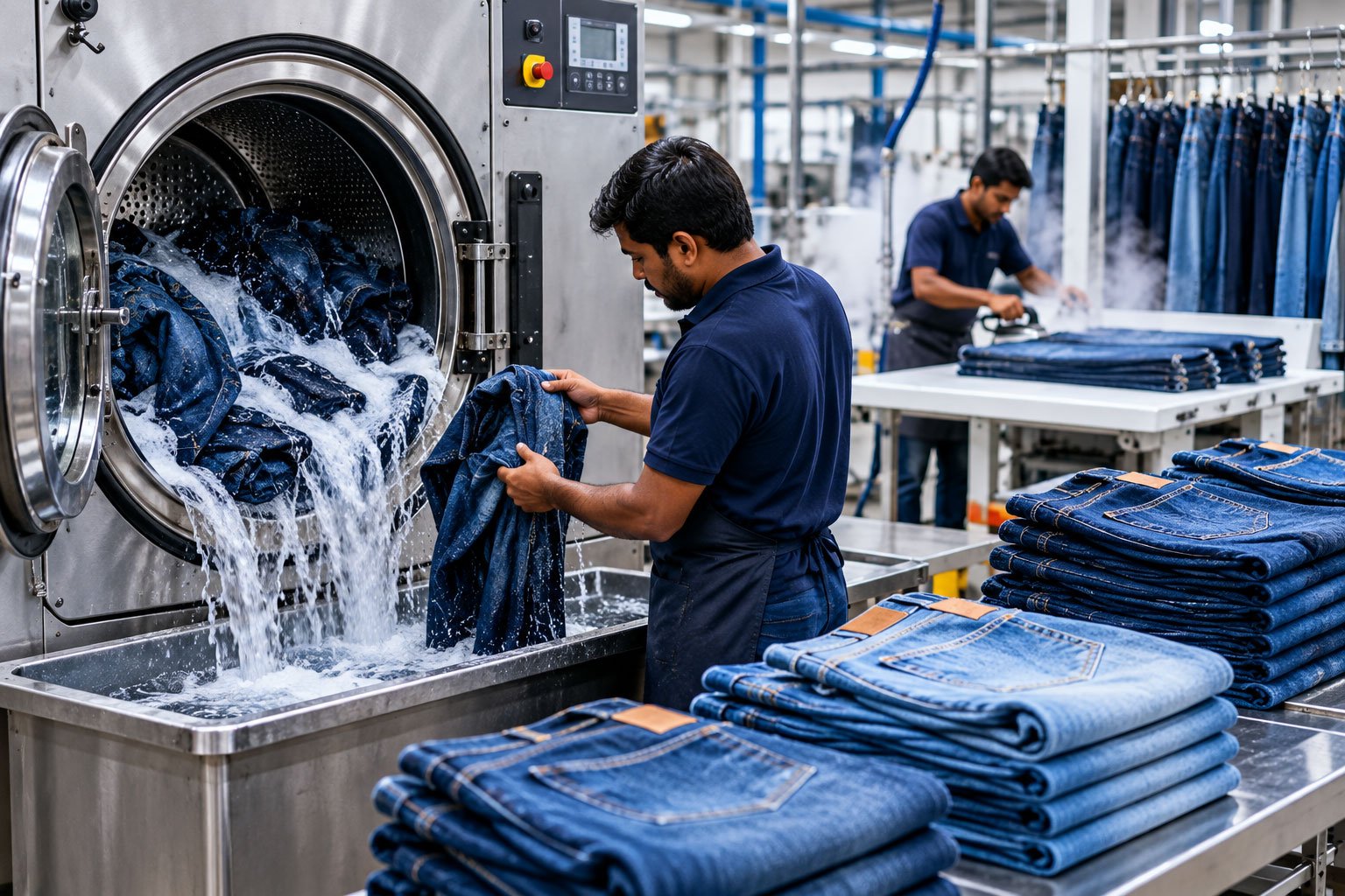 Industrial denim washing and finishing equipment